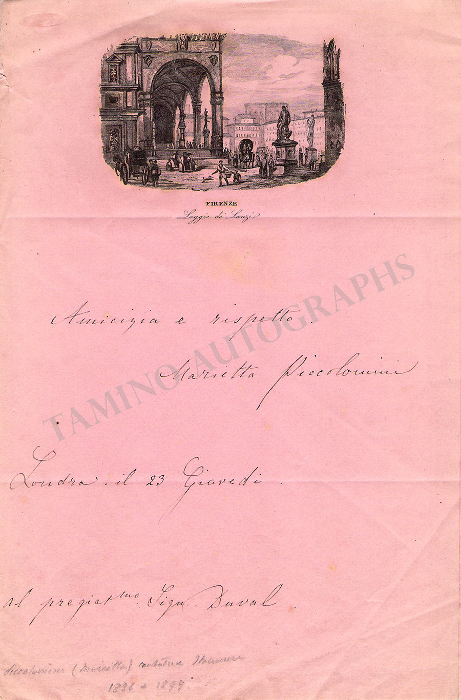 Opera Signs 1800 Opera Singers Autographs Signatures Late 1800s-1910 Lot 1 – Tamino