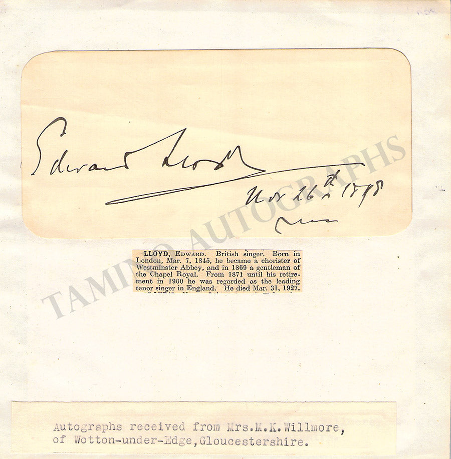 Opera Signs 1800 Opera Singers Autographs Signatures Late 1800s-1910 Lot 1 – Tamino