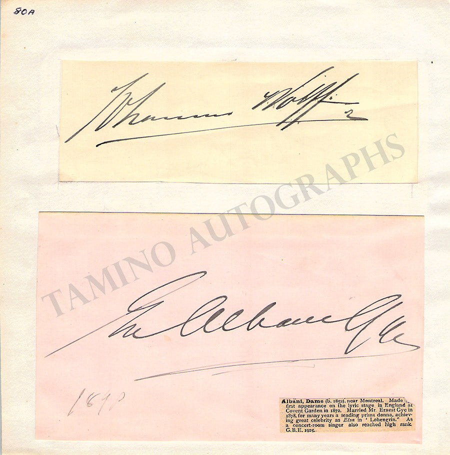 Opera Signs 1800 Opera Singers Autographs Signatures Late 1800s-1910 Lot 1 – Tamino