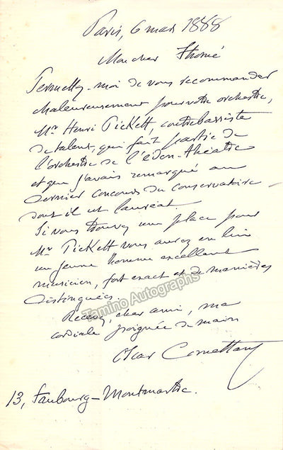 Comettant, Oscar - Autograph Letter Signed 1888
