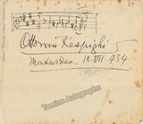Respighi, Ottorino - Autograph Music Quote Signed 1934