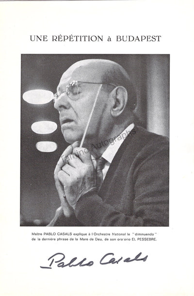 Casals, Pablo - Signed Photograph 1965