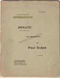 Dukas, Paul - Signed Score "Sonate pour Piano in Mi Bemol Mineur"
