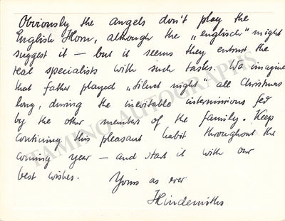 Hindemith, Paul - Autograph Note Signed