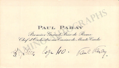 Paray, Paul - Signed Business Card