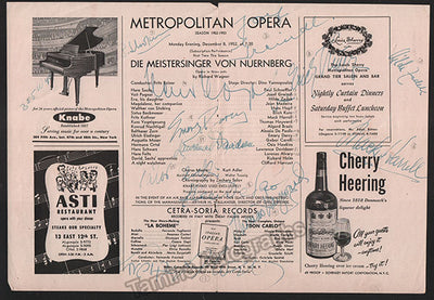 Schoeffler, Paul - Greindl, Josef -Hopf, Hans - Kunz, Erich - Zadek, Hilde & 7 Others - Signed Cast Page Die Meistersinger 1952