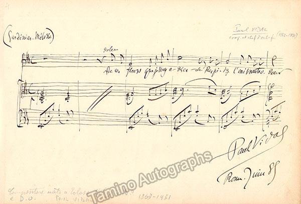 Vidal, Paul - Autograph Music Quote Signed