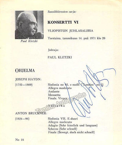 Kletzki, Paul - Signed Clip Finland 1971