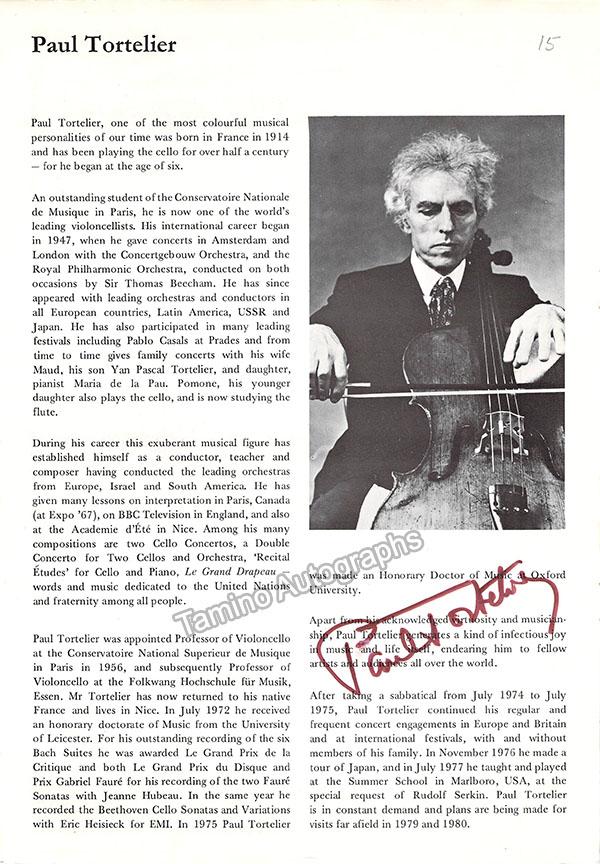 Tortelier, Paul - Signed Photo