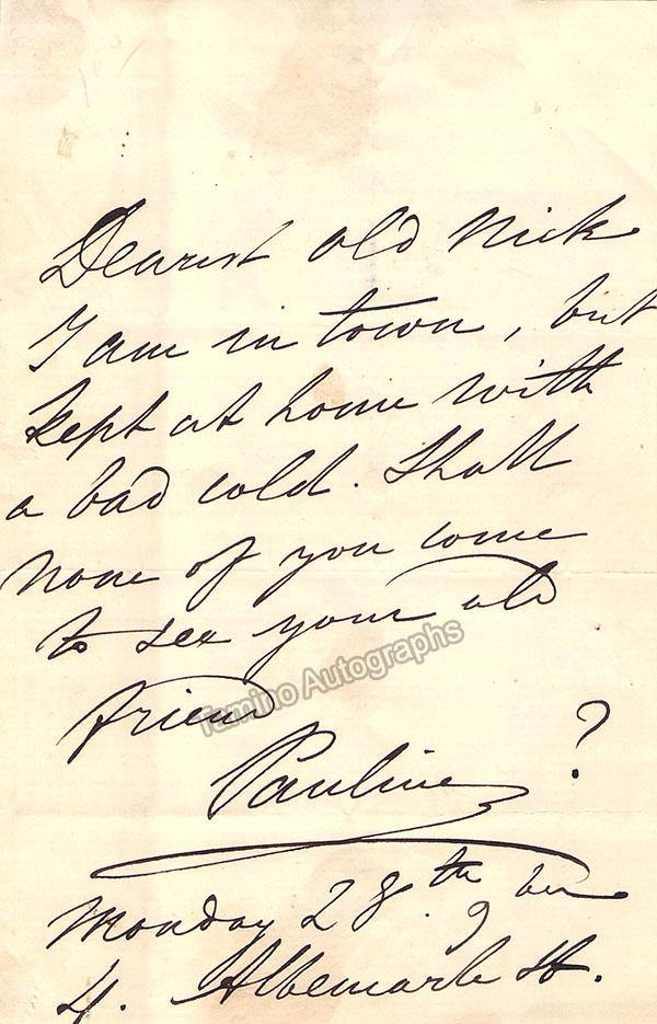 Viardot, Pauline - Pair of Autograph Letter Signed + Autograph Note Signed - Tamino