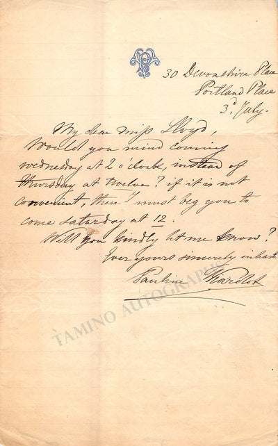 Viardot, Pauline - Autograph Note Signed