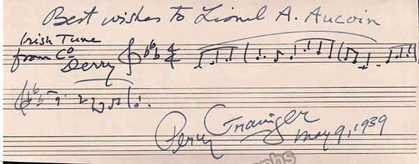 Grainger, Percy - Autograph Music Quote 1939 - Tamino