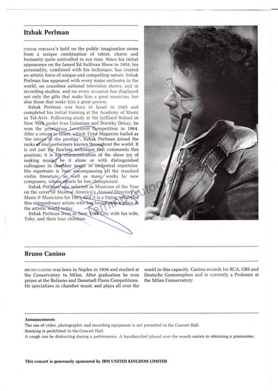 Perlman, Itzhak - Canino, Bruno - Signed Program Leeds 1983