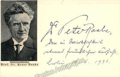 Raabe, Peter - Signed Card 1936