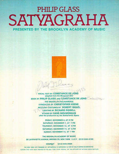 Glass, Philip - Signed "Satyagraha" Poster