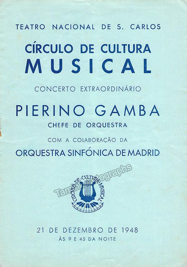 Gamba, Pierino - Signed Program Lisbon 1948 - Tamino