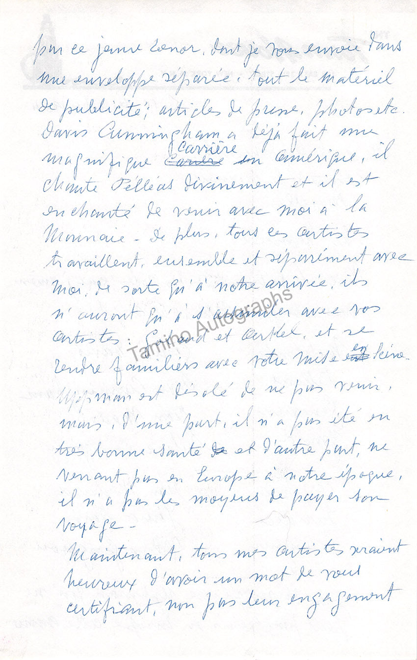 Monteux, Pierre - Set of 2 Autograph Letters Signed