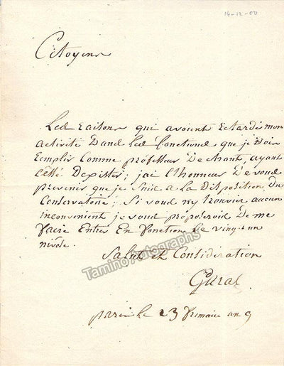 Garat, Pierre-Jean - Autograph Note Signed 1800