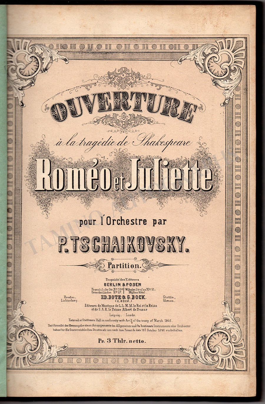 Tchaikovsky, Pyotr - Signed Score Romeo et Juliette 1871