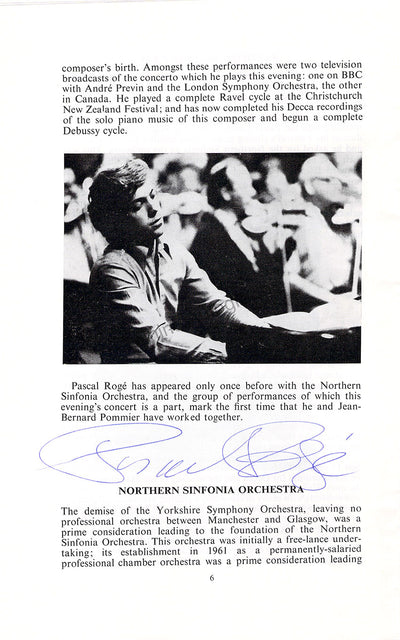 Roge, Pascal - Pommier, Jean-Bernard - Double Signed Program Leeds 1978