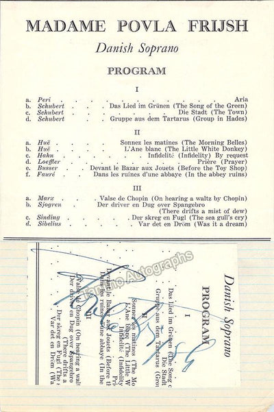 Frijsh, Povla - Signed Program Clips