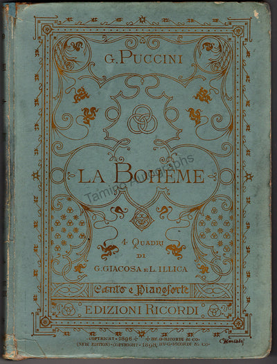 Puccini, Giacomo - Gorga, Evan - Ferrani, Cesira - Signed "La Boheme" Score!