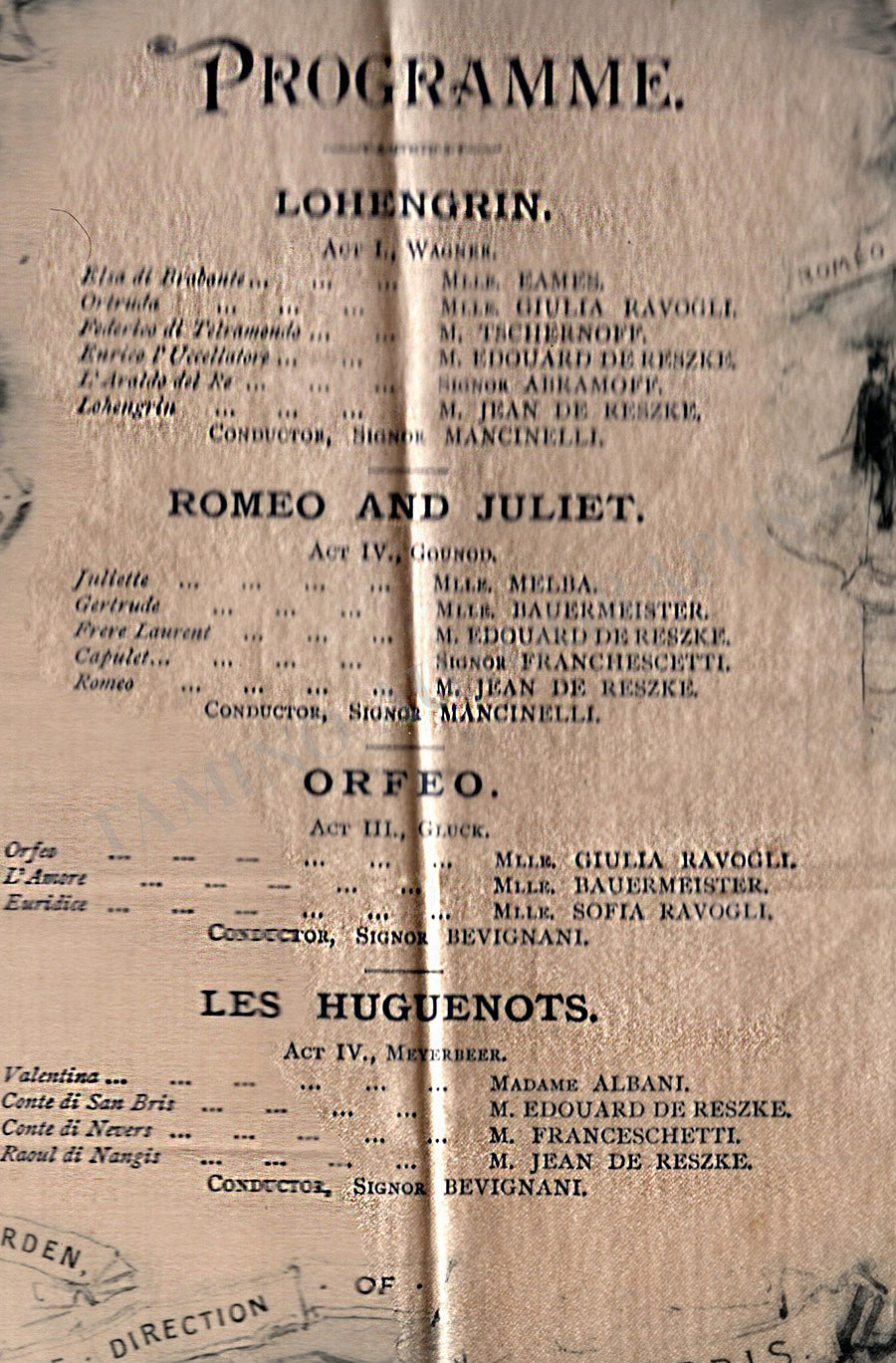 Oreal Opera Program Royal Opera House 1891 - Gala Silk Program Visit of German Emperor ...