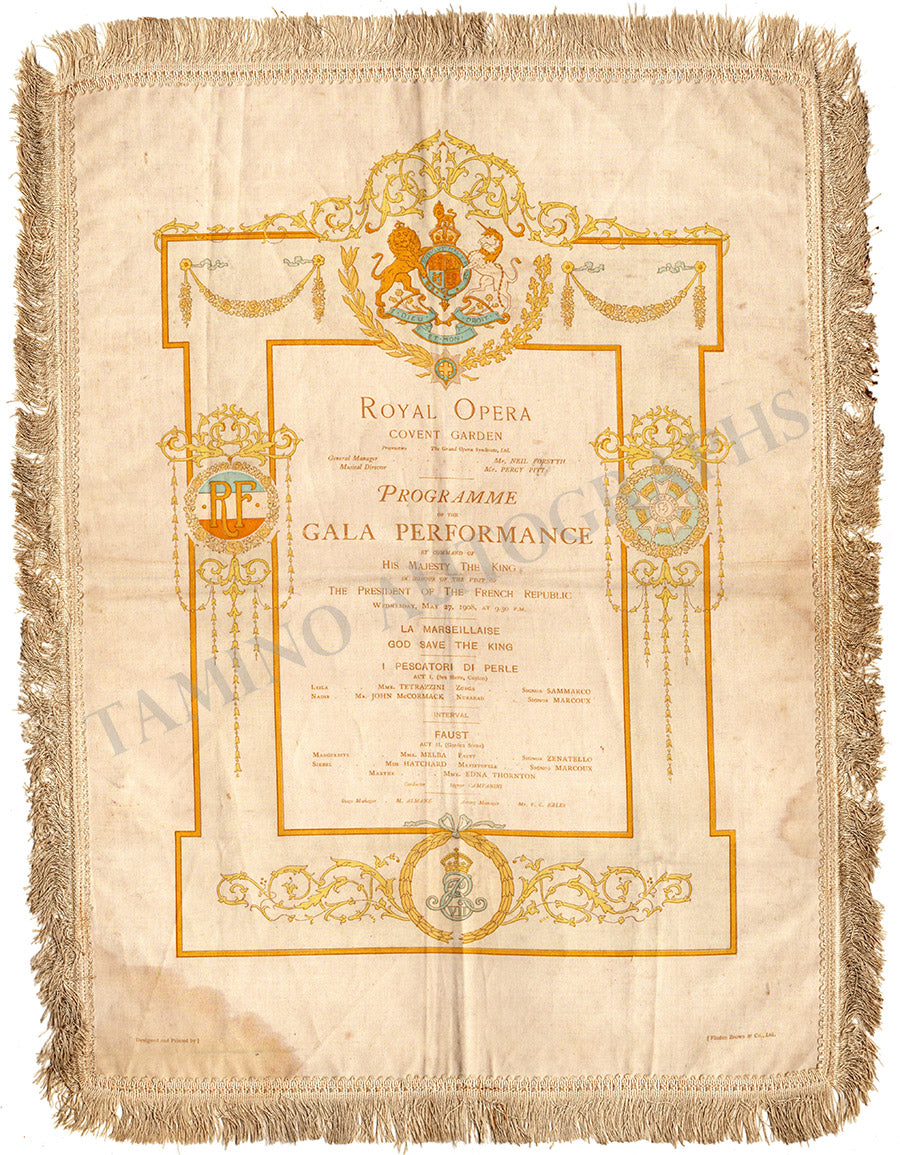 Oreal Opera Program Royal Opera House - Silk Gala Program 1908