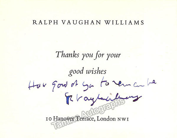 Vaughan Williams, Ralph - Signed Card