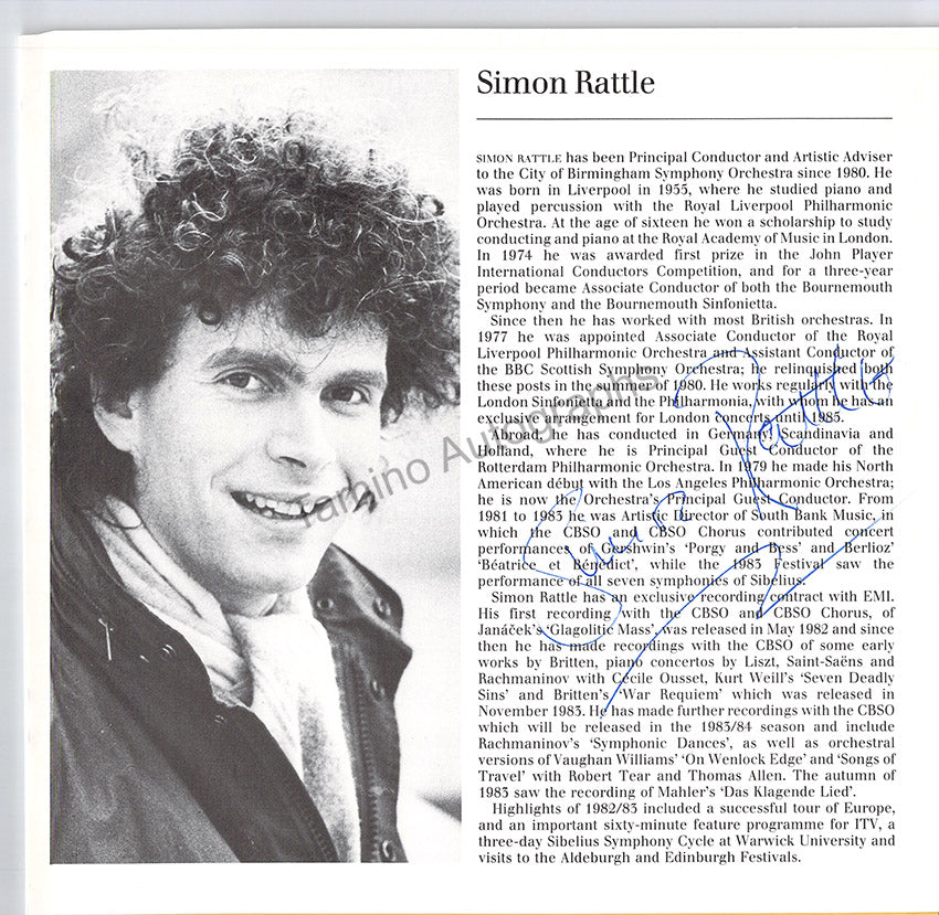 Simon Rattle Autograph Signed Program Leeds 1984 – Tamino Autographs