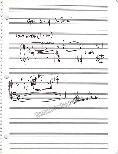 Warren, Raymond - Autograph Music Quote Signed