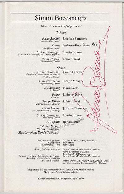 Bruson, Renato - Signed Program London 1986
