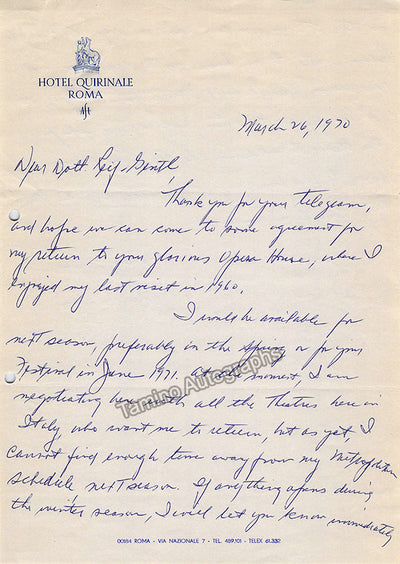Tucker, Richard - Autograph Letter Signed