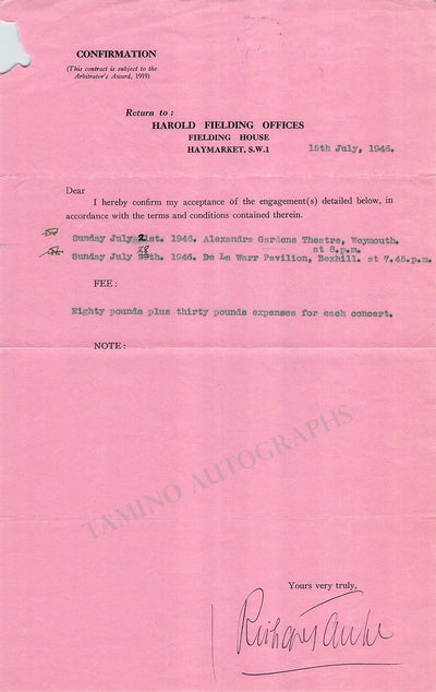 Tauber, Richard - Recital Contract 1946