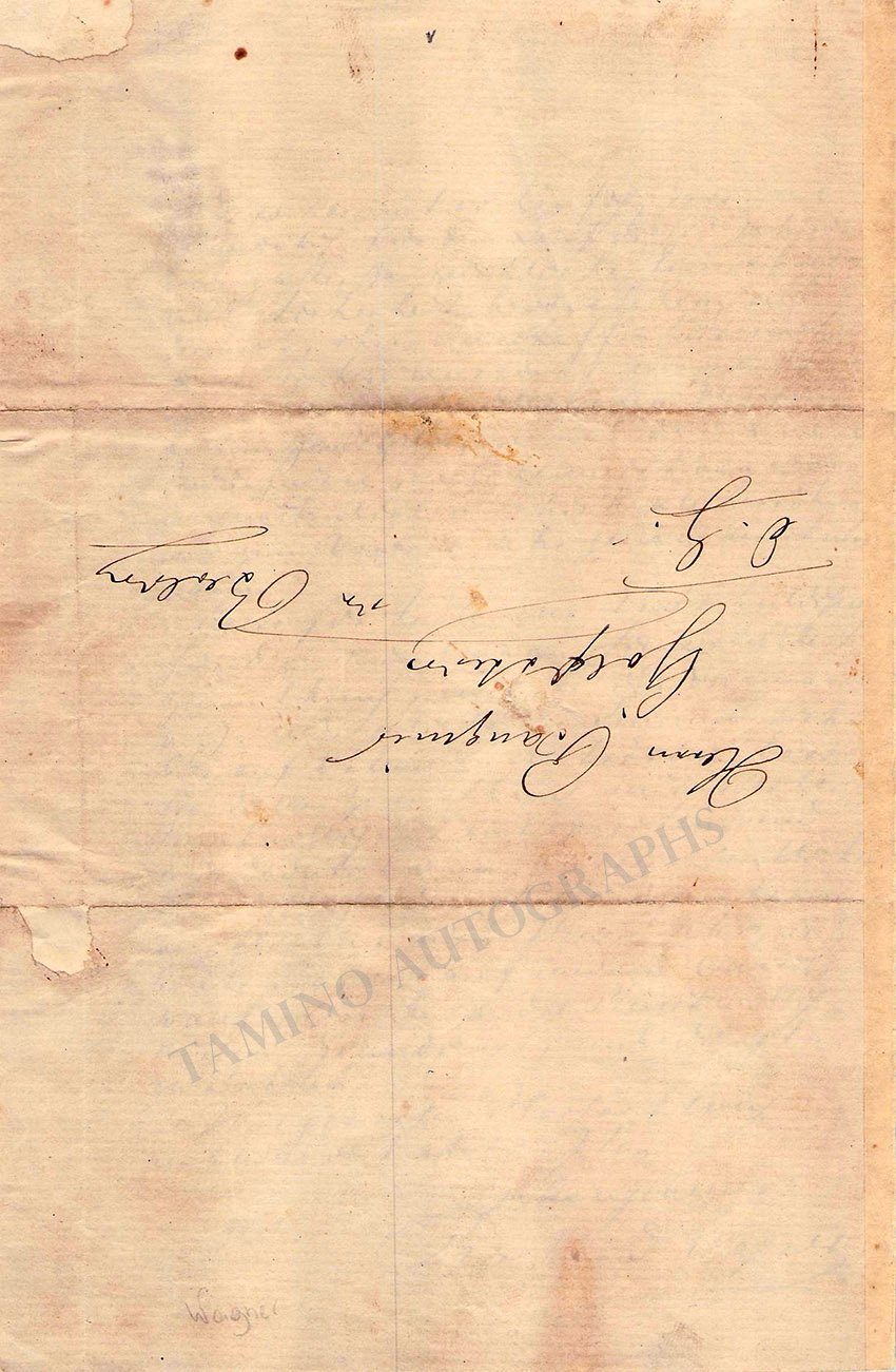 Wagner, Richard - Autograph Letter Signed 1859 - Tamino