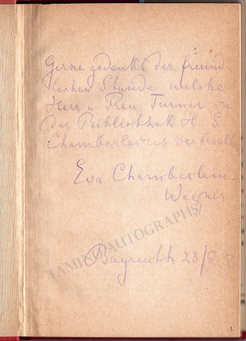 Wagner, Eva - Signed Book "Wagner - Der Deutscher" by Houston Stewart Chamberlain - Tamino