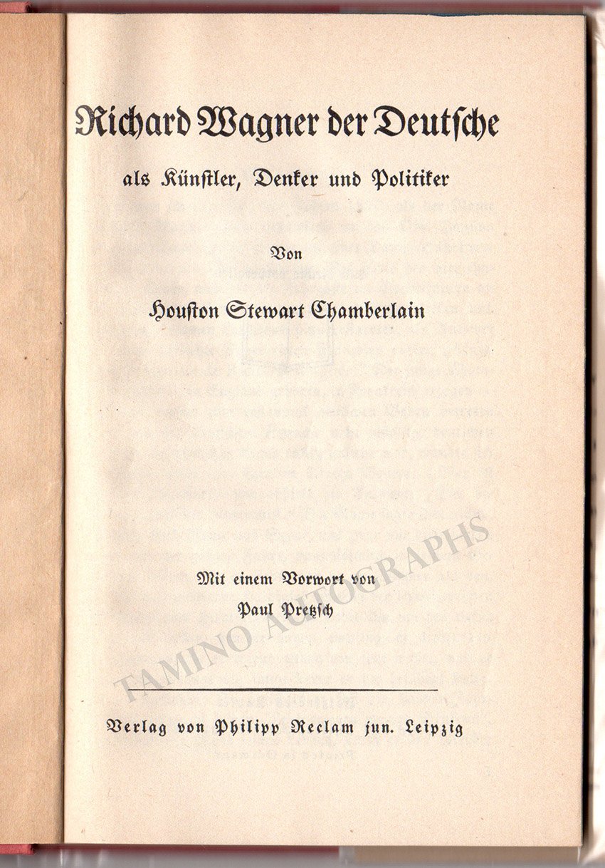 Wagner, Eva - Signed Book "Wagner - Der Deutscher" by Houston Stewart Chamberlain - Tamino