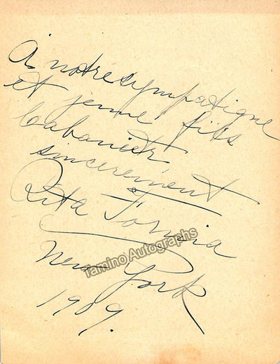 Fornia, Rita - Autograph Note Signed 1909