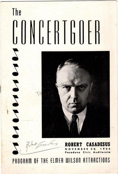 Casadesus, Robert - Signed Program Pasadena 1944