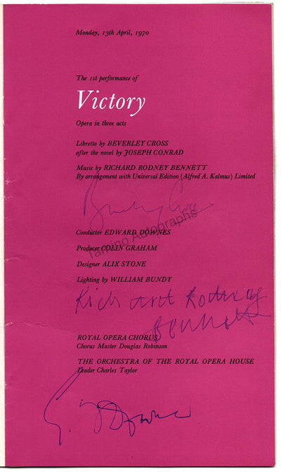 Rodney Bennett, Richard & Others - World Premiere Victory Signed Program 1970