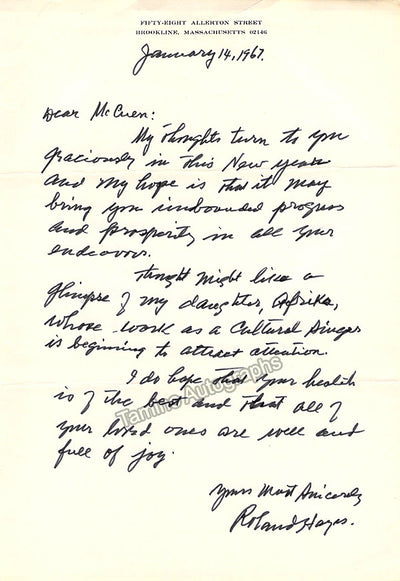 Hayes, Roland - Lot of 2 Autograph Letters Signed + Photo + Promotional Playbill of Afrika Hayes