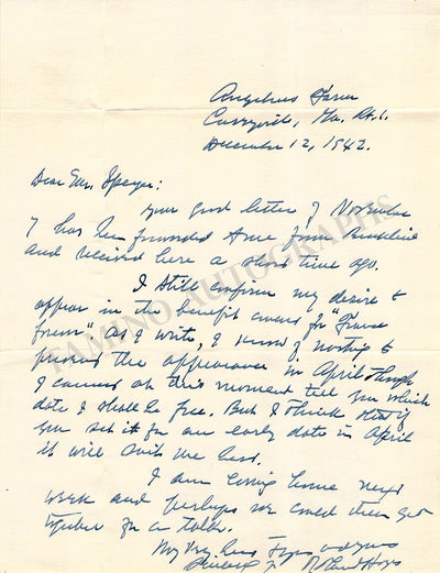 Hayes, Roland - Autograph Letter Signed