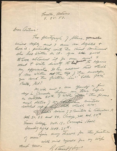 Hayes, Roland - Autograph Letter Signed