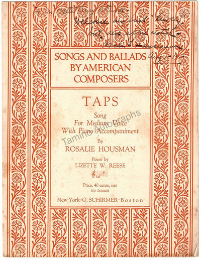 Housman, Rosalie - Signed Score 1918