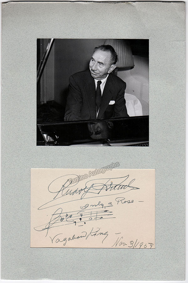 Friml, Rudolf - Autograph Music Quote Signed + Photograph 1959