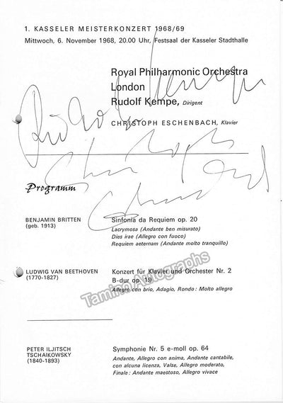 Kempe, Rudolf - Eschenbach, Christoph - Signed Program Kassel, Germany 1972