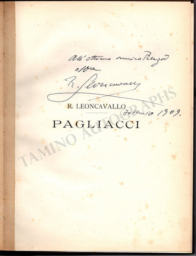 Leoncavallo, Ruggero - Signed Score "Pagliacci" 1909