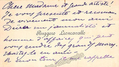 Leoncavallo, Ruggero - Autograph Note on Card Signed