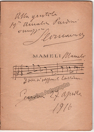 Leoncavallo, Ruggero - Signed Libretto with Autograph Music Quote "Mameli" World Premiere 1916