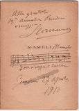 Leoncavallo, Ruggero - Signed Libretto with Autograph Music Quote "Mameli" World Premiere 1916